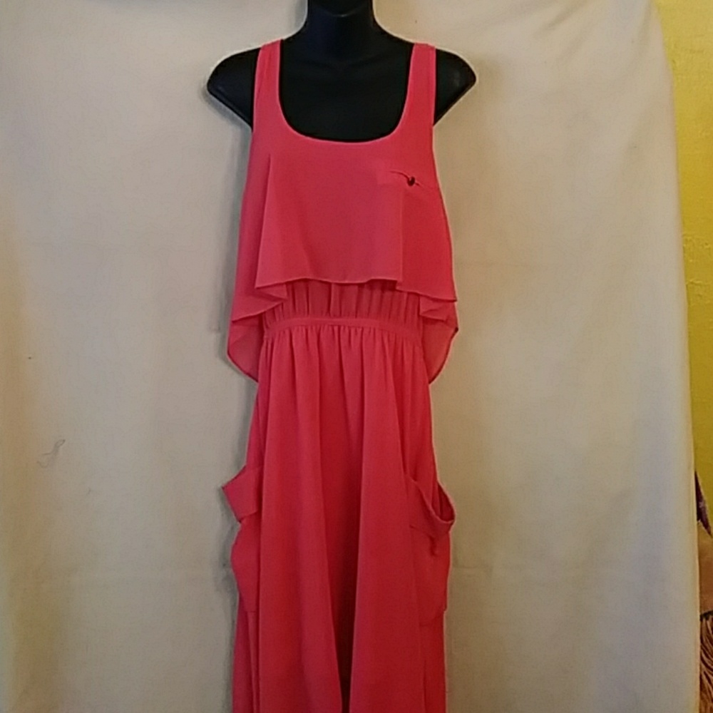 Luxe Apothetique orange chiffon highlow dress-sz M